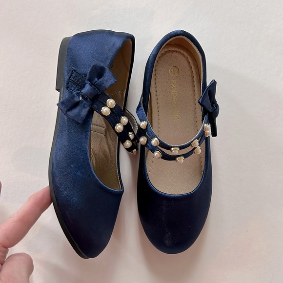 Other - Girls Navy Silk & Pearl Flats